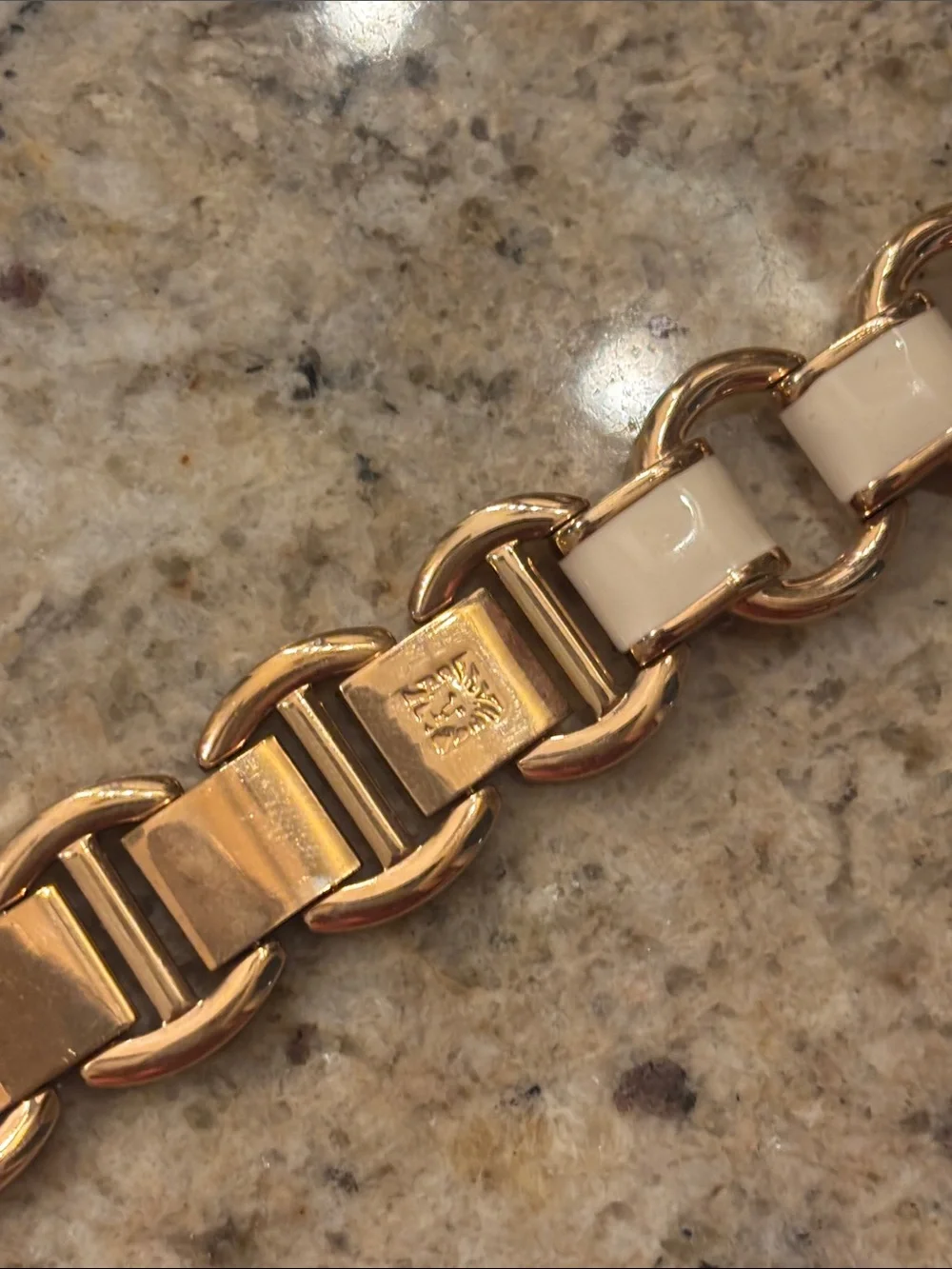 Anne Klein Gold and Cream Linked Bracelet Watch Band